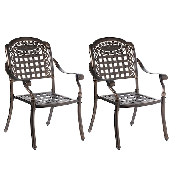 Gardenised Indoor and Outdoor Bronze Dinning Set 2 Chairs Cast Aluminum. QI003958CH.2 - main